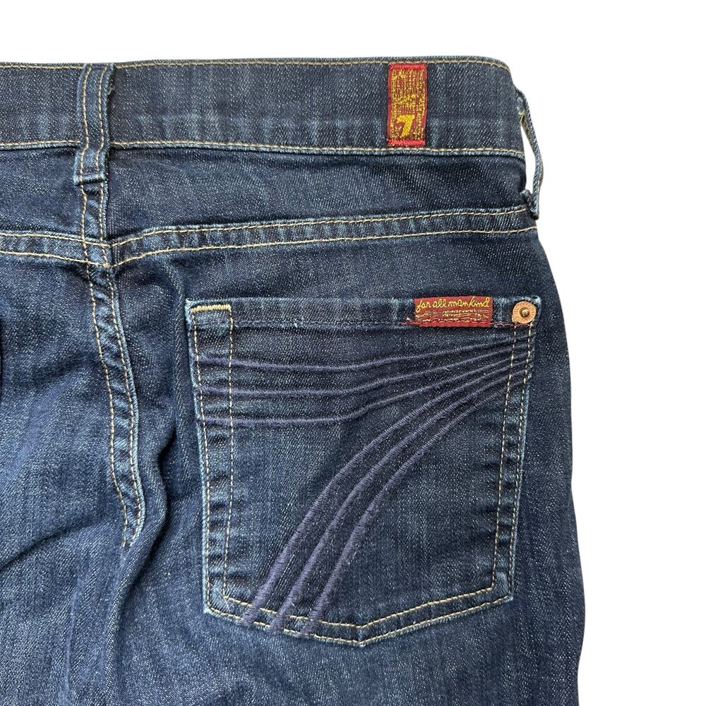 7 For All Mankind Cropped Dojo Dark Wash Denim Jeans 27 Waist - Picture 3 of 5